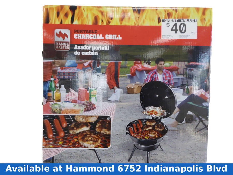 Range Master Portable Charcoal Grill Black Charcoal Grill / Smoker