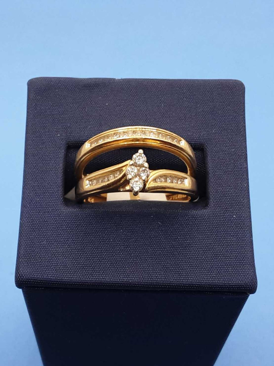 Ring - Engagement Set - Yellow Gold 14k (.585) 6.3 grams Size 9.5