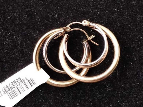 Hoop Earrings - Tricolor Gold 14k (.585) 3.2 grams