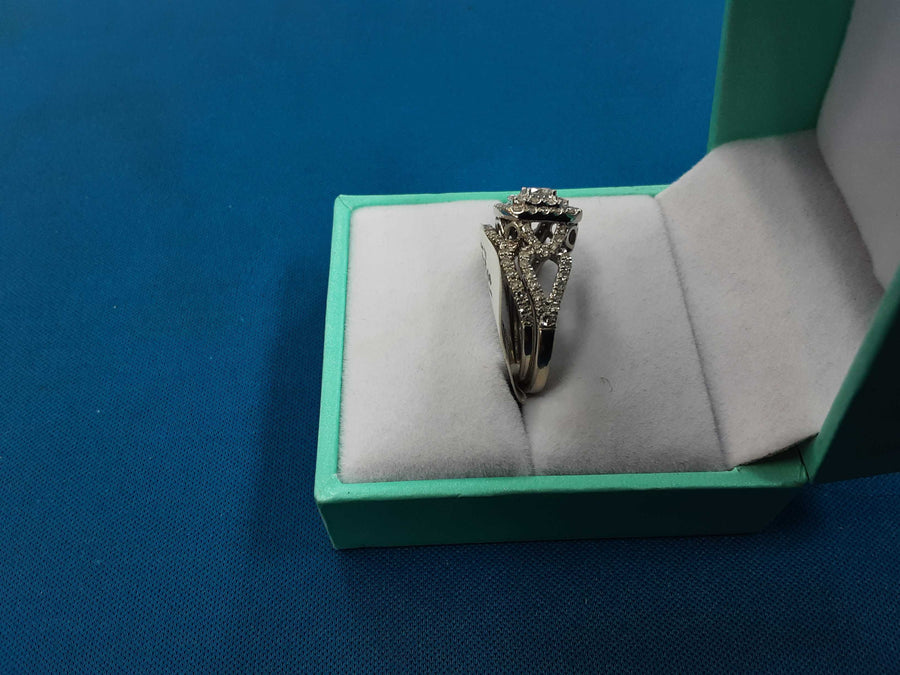 Ring - Wedding Set - White Gold 14k (.585) 4.6 grams Size 20