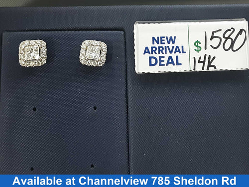 Double Stud Earrings - White Gold 14k (.585) 1.5 grams
