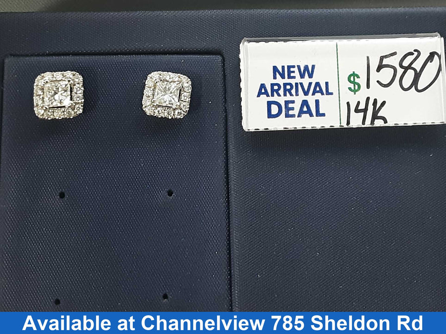 Double Stud Earrings - White Gold 14k (.585) 1.5 grams