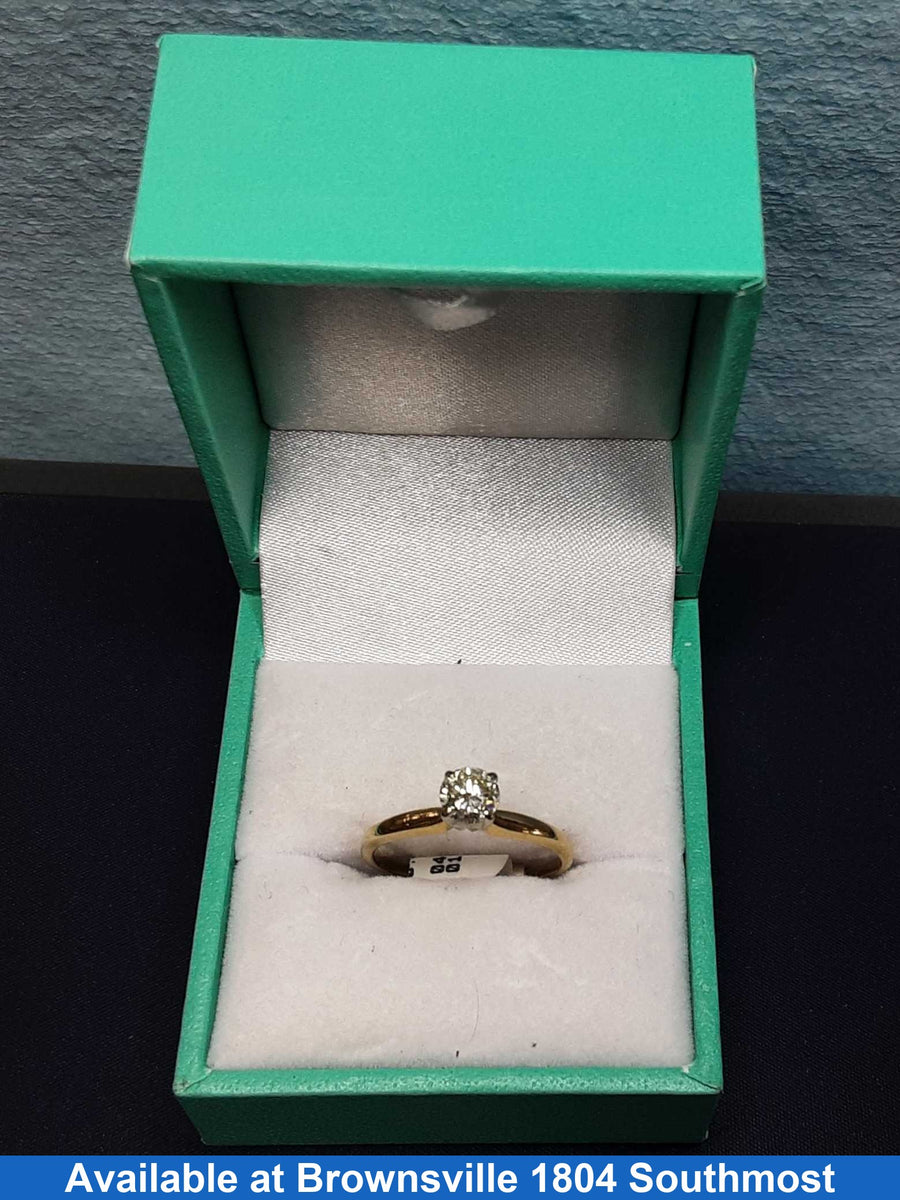 Women's Ring - Solitaire - Yellow Gold 14k (.585) 2 grams Size 7