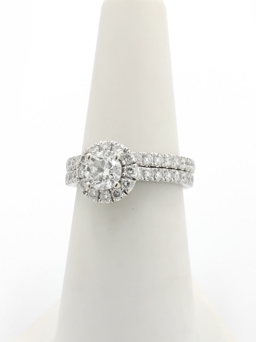 Ring - Wedding Set - White Gold 14k (.585) 6.3 grams Size 7