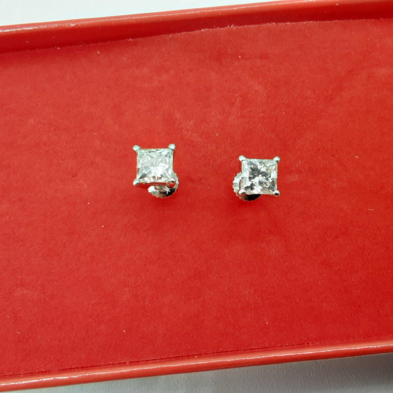 14K (.585) White Gold  Double Stud Earring